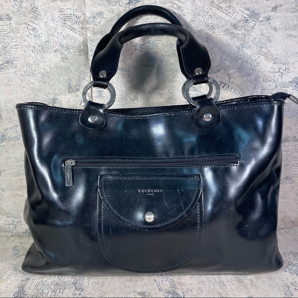Frederic Paris Made in France Black Leather Satchel Bag Structured Shoulder Bag